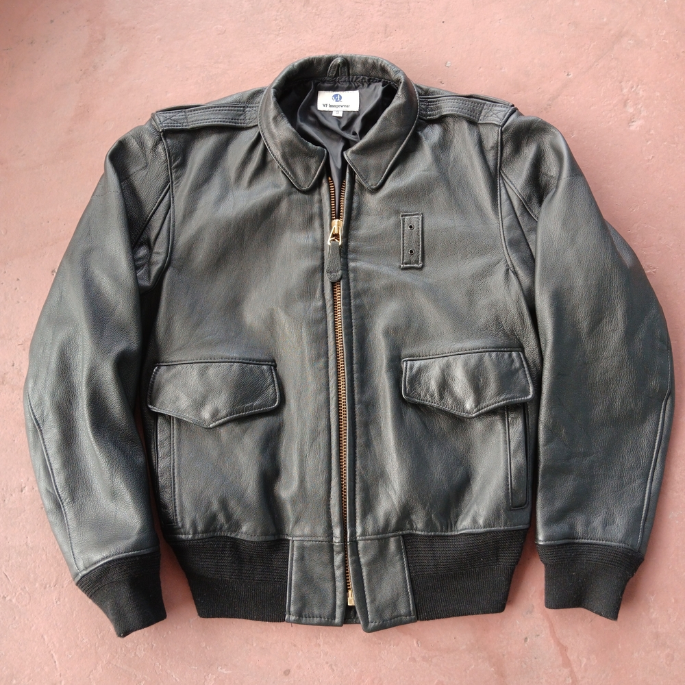 VTG VF Imagewear A-2 Flight Bomber USGI Goatskin Jacket Sz Small 36 Zip 90s Y2K